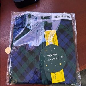 Little Sleepies Blue and Green Plaid Pajama Set